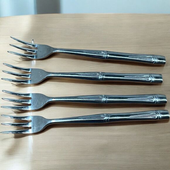 4x DH Oxford Hall OXH14 Bamboo Cocktail Forks Flatware Japan Seafood  Disc 5 3/4 - Picture 4 of 11